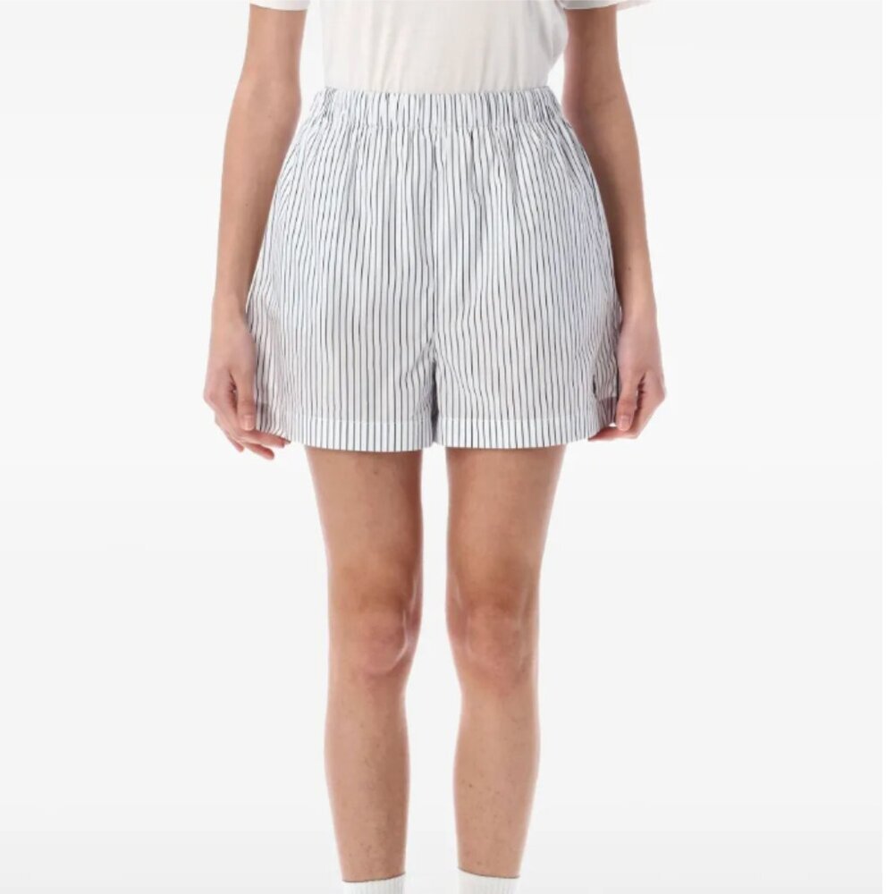 Sporty & Rich High Waist Striped Shorts - White and Green Size Small